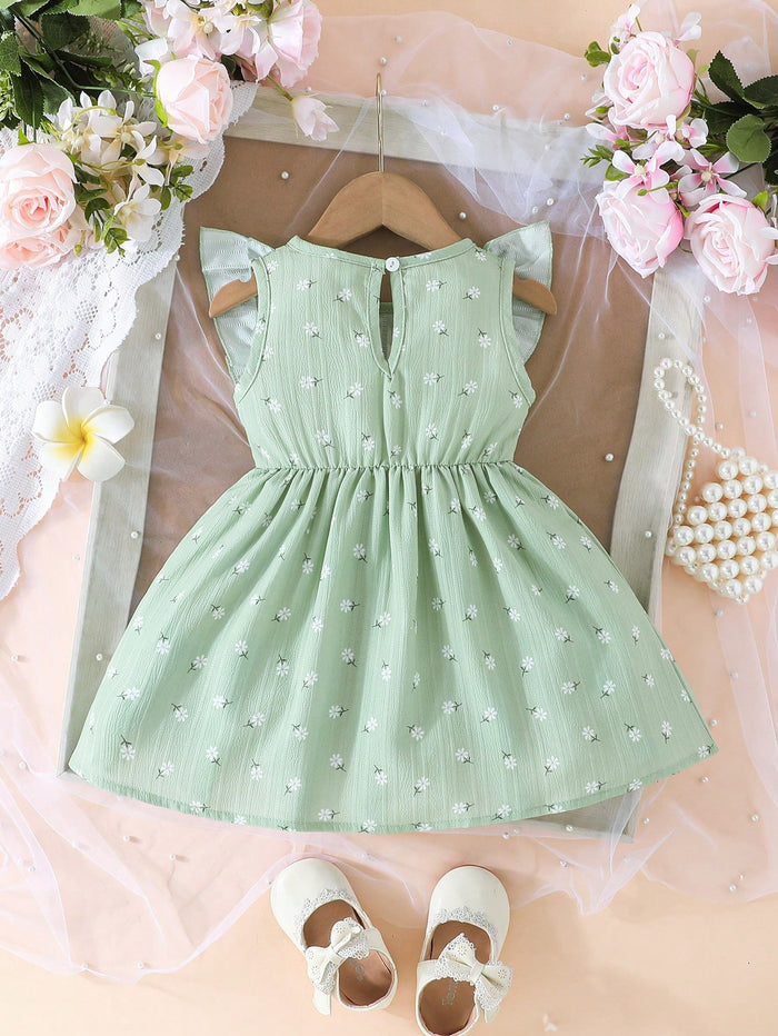 Baby Girls Mint Green Floral Bow Dress