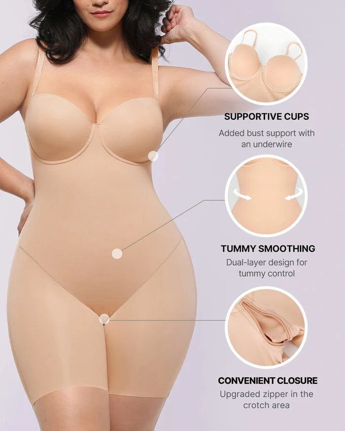 Bare Essentialsâ„?AirSlim® Strapless Mid Thigh Bodysuit