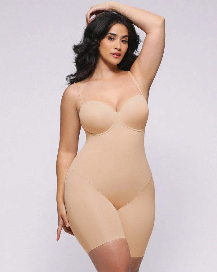 Bare Essentialsâ„?AirSlim® Strapless Mid Thigh Bodysuit