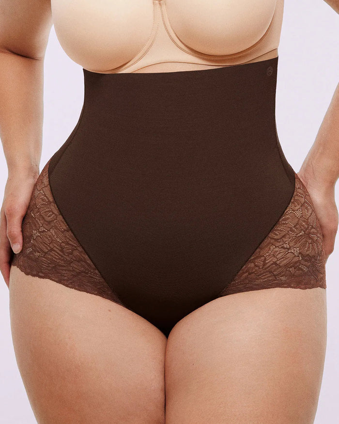 Bare Essentialsâ„?MeshSmoothâ„?High-Waisted  Sheer Lace Brief