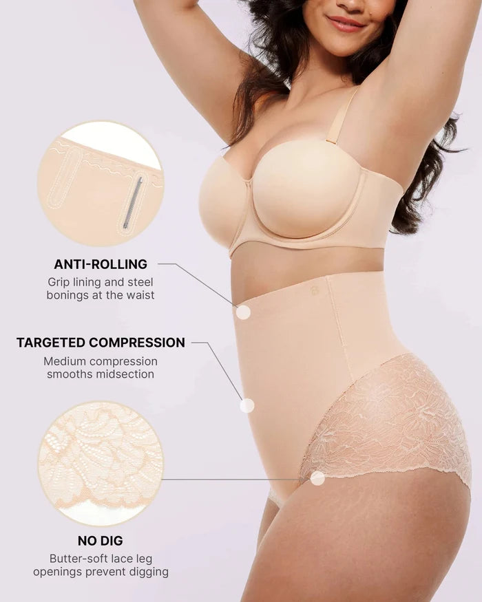 Bare Essentialsâ„?MeshSmoothâ„?High-Waisted  Sheer Lace Brief