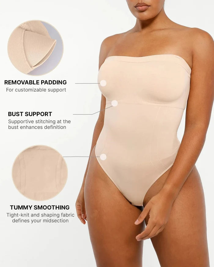 Bare Essentialsâ„?Skin Flow Strapless Sculpt Thong Bodysuit