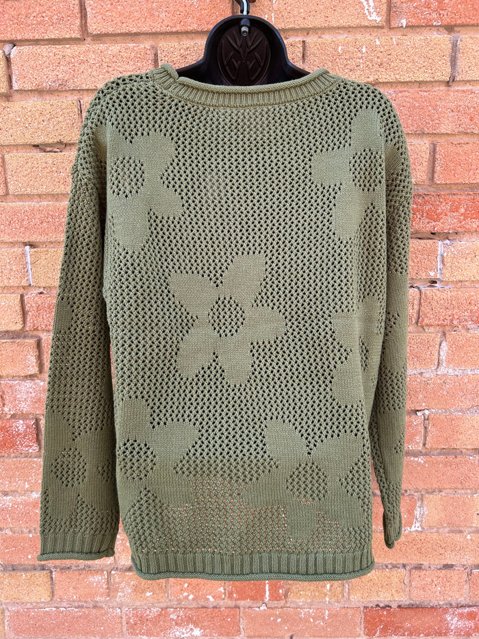 Basil Mesh Flower Sweater