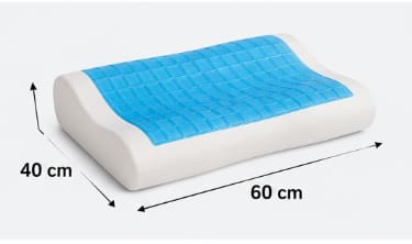 Be Contour Gel Memory Foam Pillow with Cotton Cover – White & Blue Ergonomic Cooling Pillow 40 x 60 cm