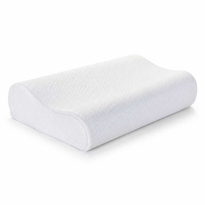 Be Contour Memory Foam Pillow with Cotton Cover – White Ergonomic Neck Support Pillow 30 x 50 cm