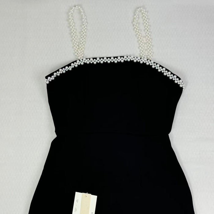 Beaded belt pure color short dress