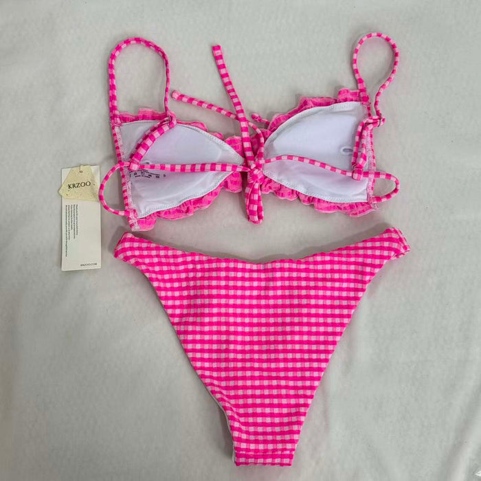 Belted triangle bikini swimsuit set