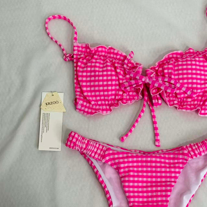 Belted triangle bikini swimsuit set