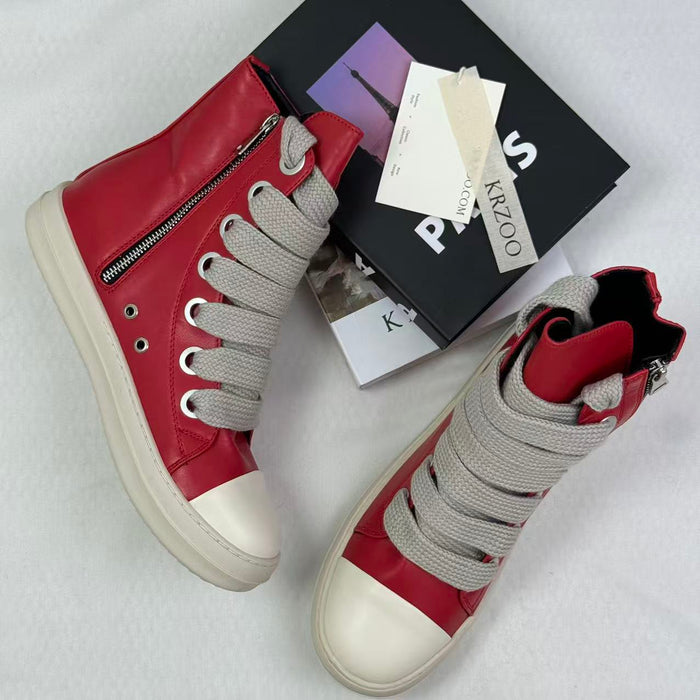 Big shoe eye street style casual leather boots