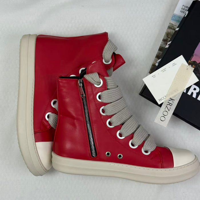 Big shoe eye street style casual leather boots