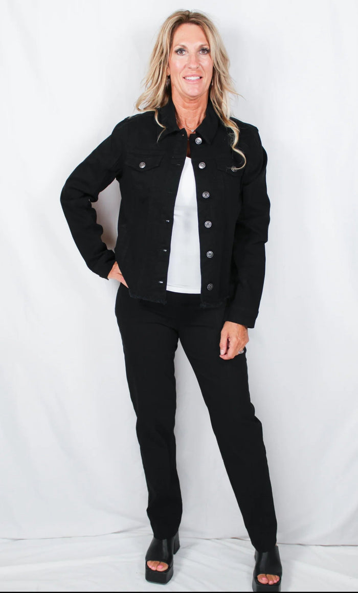 Black Denim Jacket Frayed Edge