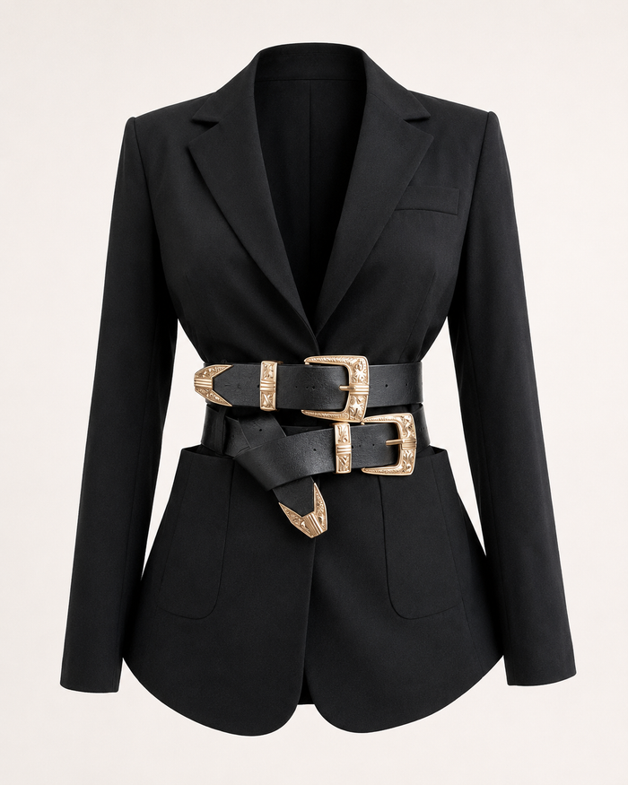 Black Double Buckle Wide Waist Belt | SHEIN Fast Delivery
