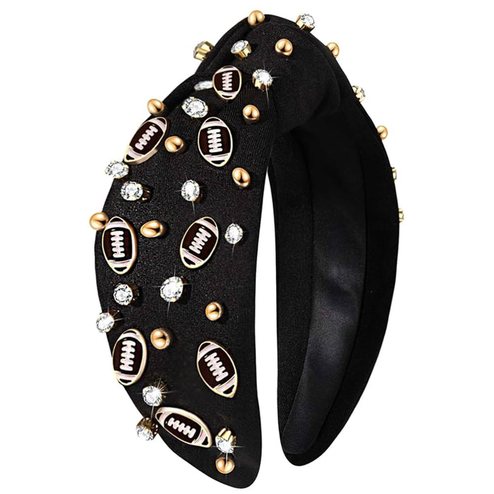 BLACK GAMEDAY BEADED HEADBAND