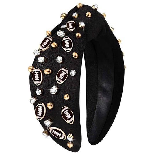 BLACK GAMEDAY BEADED HEADBAND
