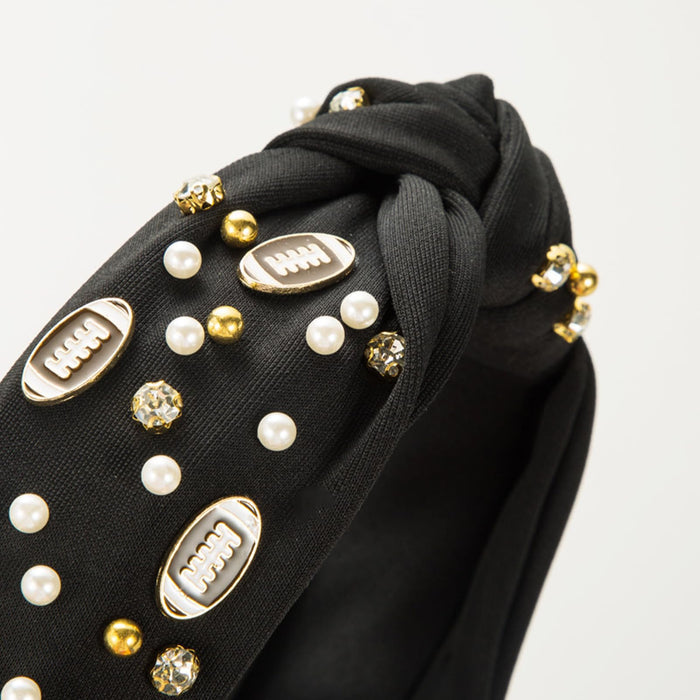 BLACK GAMEDAY BEADED HEADBAND