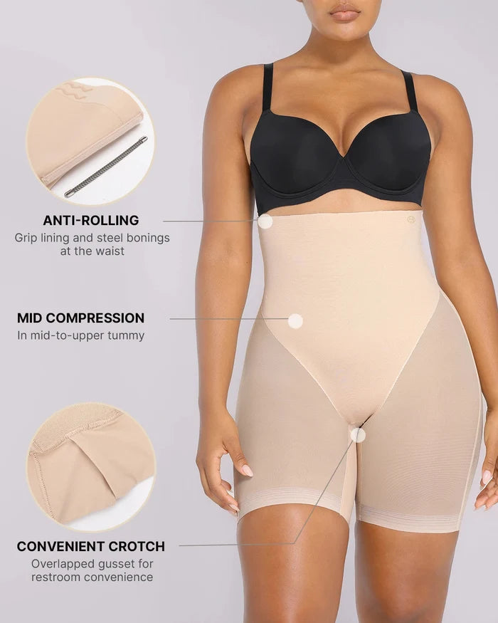 BOOT-YEAHâ„?MeshSmoothâ„?High-Waisted Mid Thigh Short