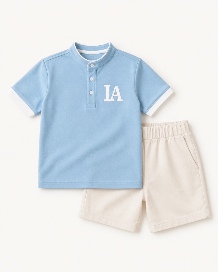 Boys Blue Polo Shirt and White Shorts Set – SHEIN Fast Delivery in 5 Days