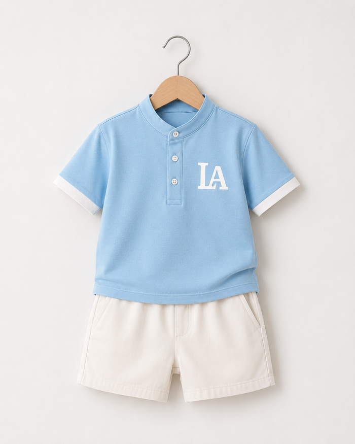 Boys Blue Polo Shirt and White Shorts Set – SHEIN Fast Delivery in 5 Days