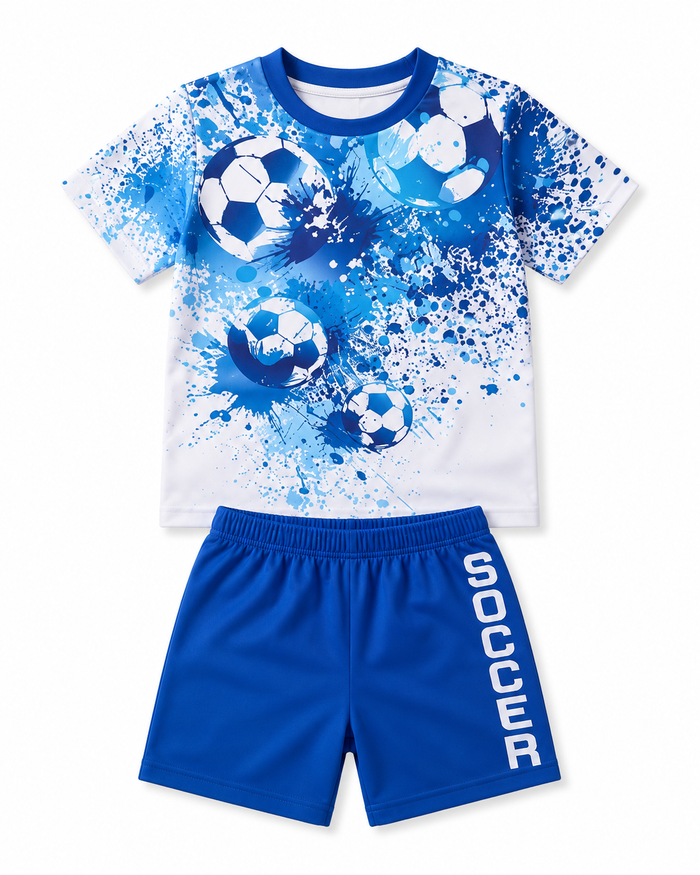 Boys Blue Soccer T-Shirt and Shorts Set – SHEIN Fast Delivery in 5 Days