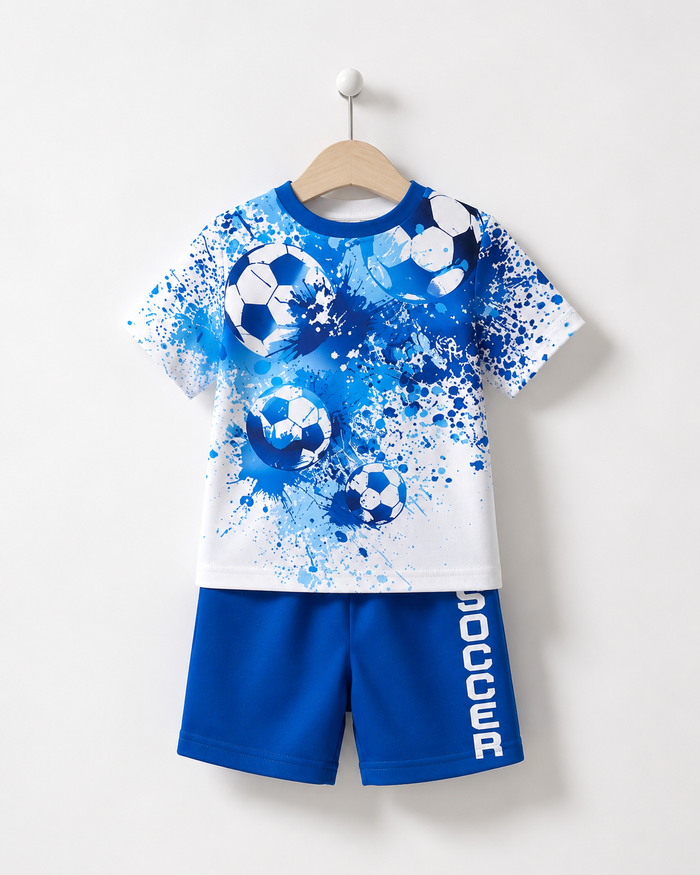 Boys Blue Soccer T-Shirt and Shorts Set – SHEIN Fast Delivery in 5 Days