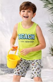 Boys Lime Beach Tank Top & Printed Shorts Set – 2 Piece Summer Outfit, Fast Delivery in 5 Days