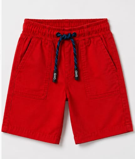 Boys Red Drawstring Shorts – Casual Cotton Blend Summer Shorts