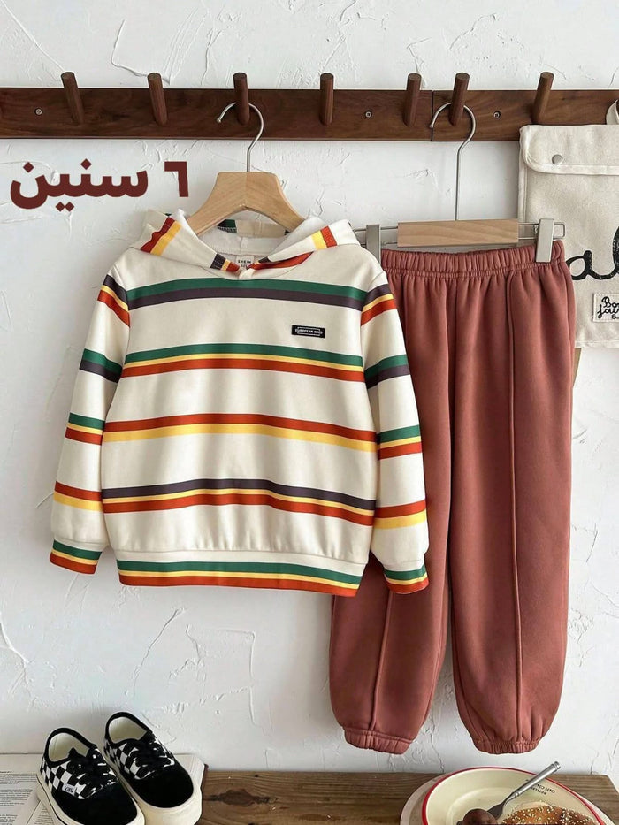 Boys Striped Hoodie & Jogger Pants Set – 6 Years, SHEIN Fast Delivery in 5 Days