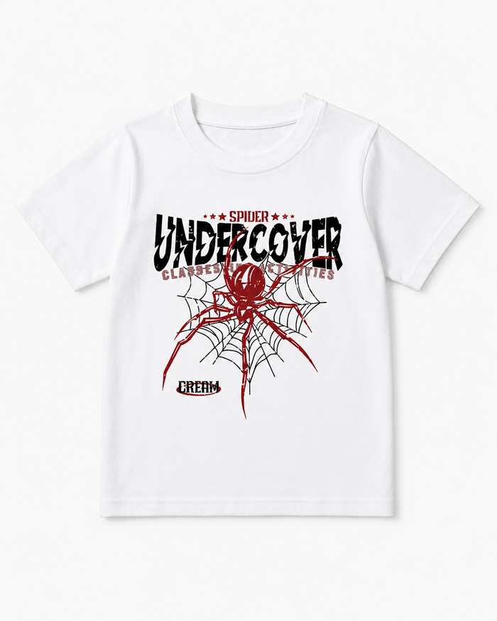 Boys White Spider Graphic T-Shirt – Short Sleeve Casual Cotton Tee, Fast Delivery in 5 Days