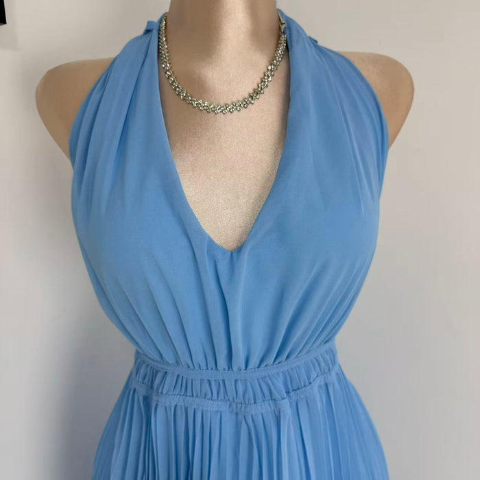 Bright chiffon light blue long dress