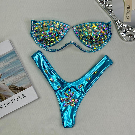 Brightly colored diamond bikini