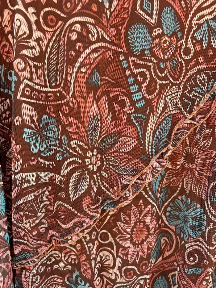 BROWN FLORAL MAXI SKIRT