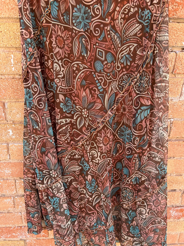 BROWN FLORAL MAXI SKIRT
