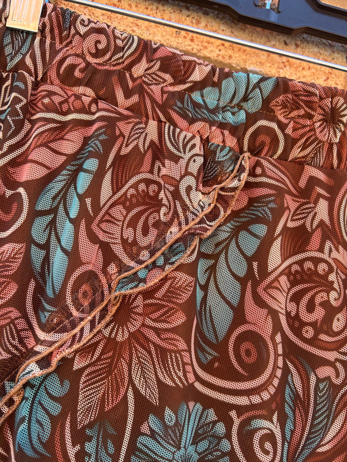 BROWN FLORAL MAXI SKIRT