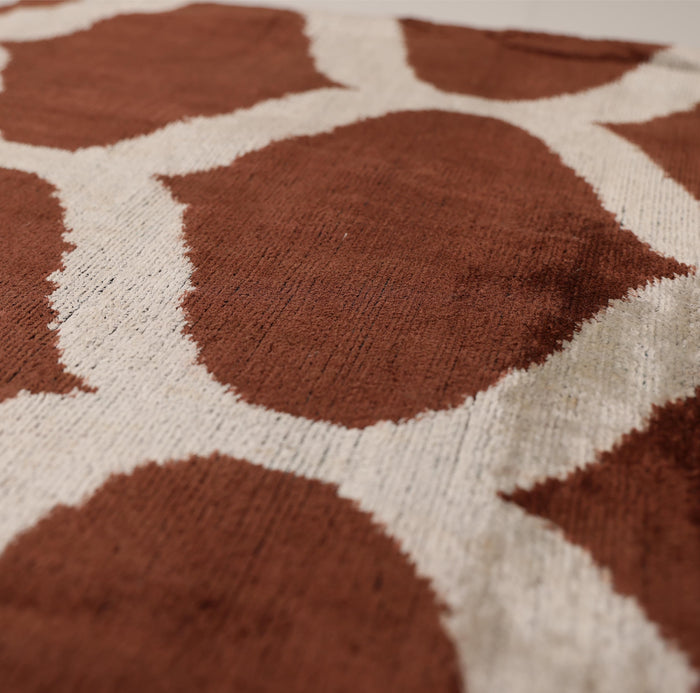 Brown Geometric Silk Velvet Throw Pillow - 20 × 20 in. — texture and pillow detail