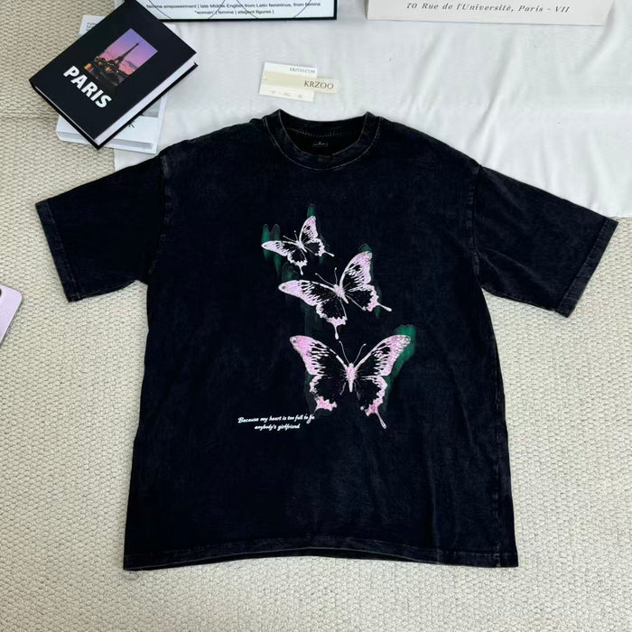Butterfly Washed Distressed Vintage T-shirt