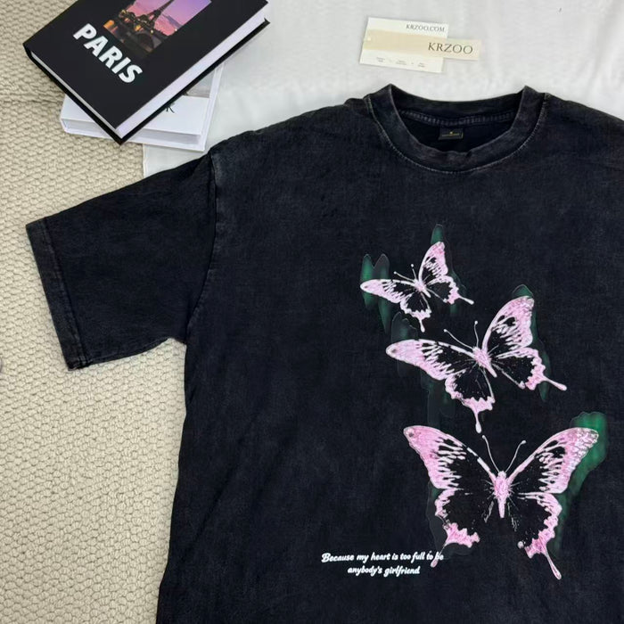 Butterfly Washed Distressed Vintage T-shirt