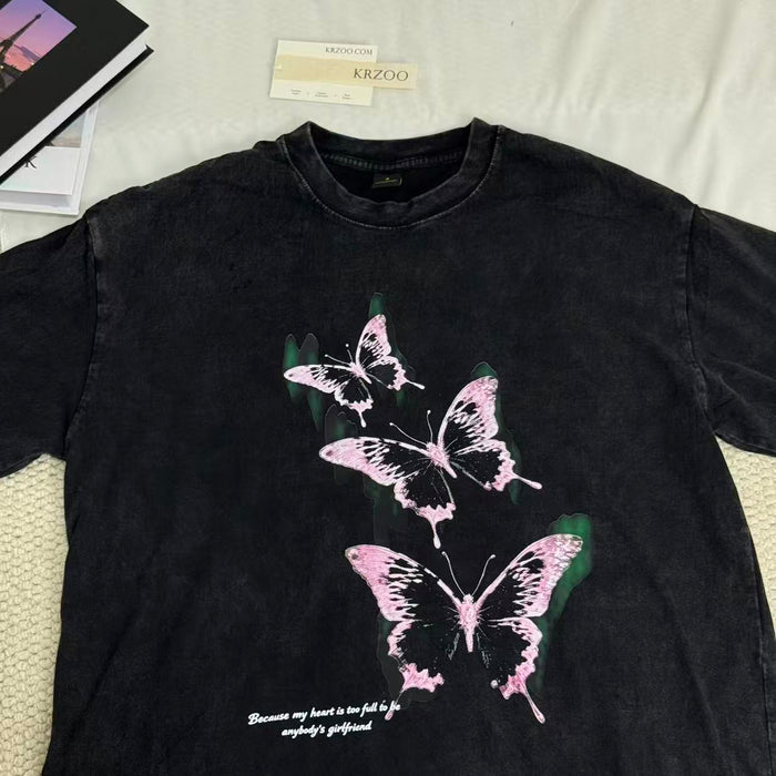 Butterfly Washed Distressed Vintage T-shirt