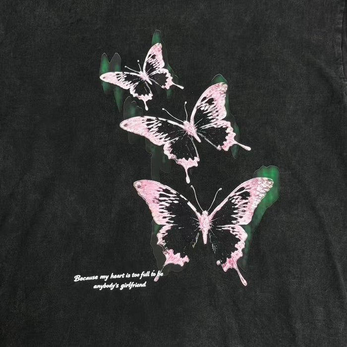 Butterfly Washed Distressed Vintage T-shirt