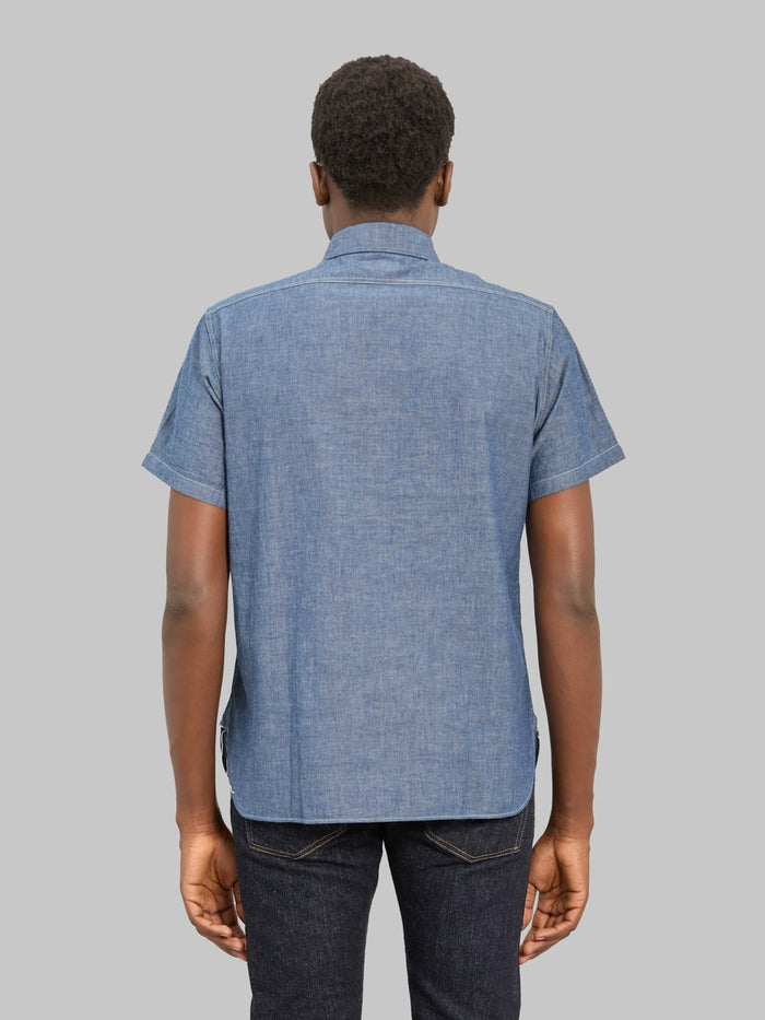 Buzz Rickson's BR35856 Chambray Short Sleeve Work Shirt Blue