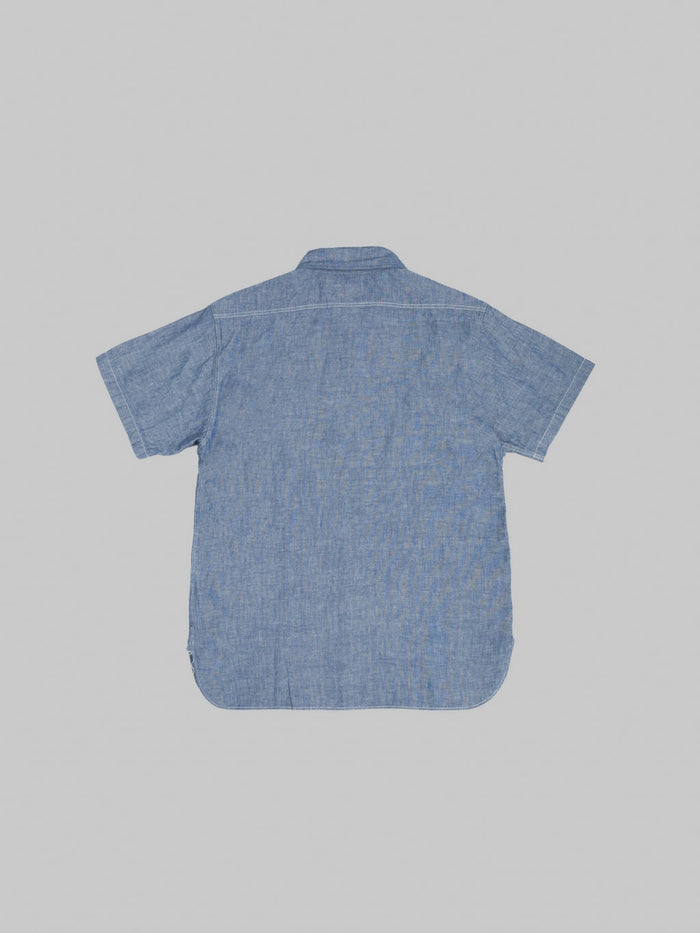 Buzz Rickson's BR35856 Chambray Short Sleeve Work Shirt Blue