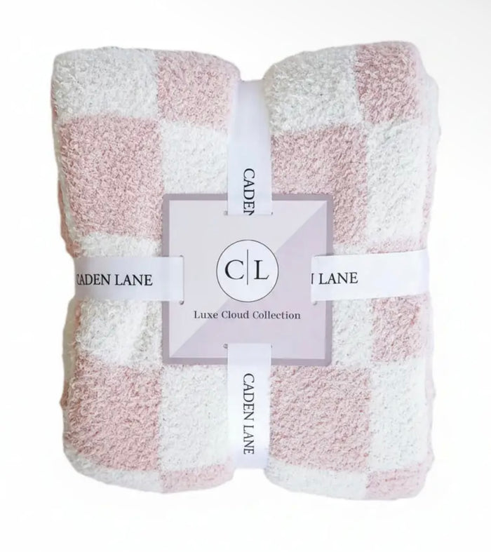 Caden Lane Luxe Throw Blanket 48x42 - Rose Check