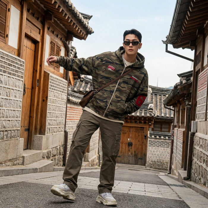 Sweat à capuche camouflage homme oversize - K-fashion