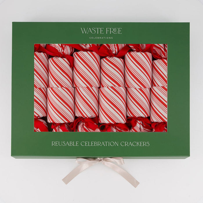 Waste Free Celebrations Candy Cane Reusable Crackers - Set of 6