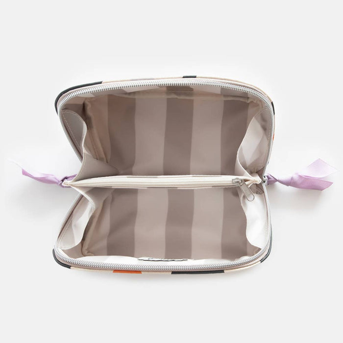 Caroline Gardner - Multi Flower Charcoal Diagonal Cosmetic Bag