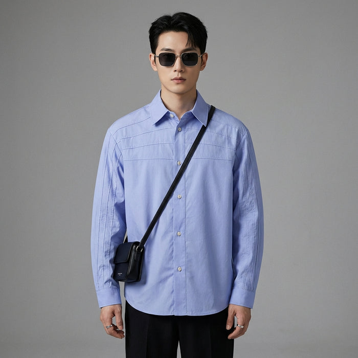 Chemise plissée décontractée bleu et violet - K-fashion - Taille S