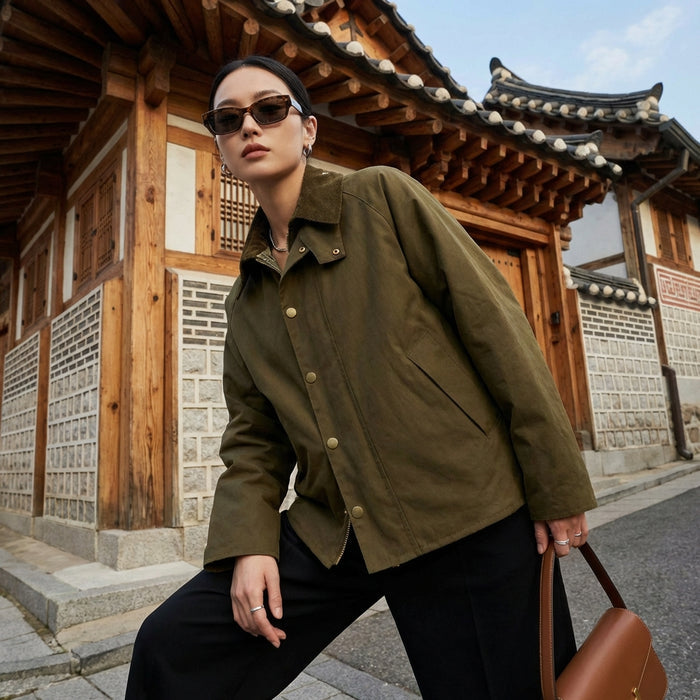 Veste rétro décontractée coupe ample unisexe - K-fashion Koreanxwear