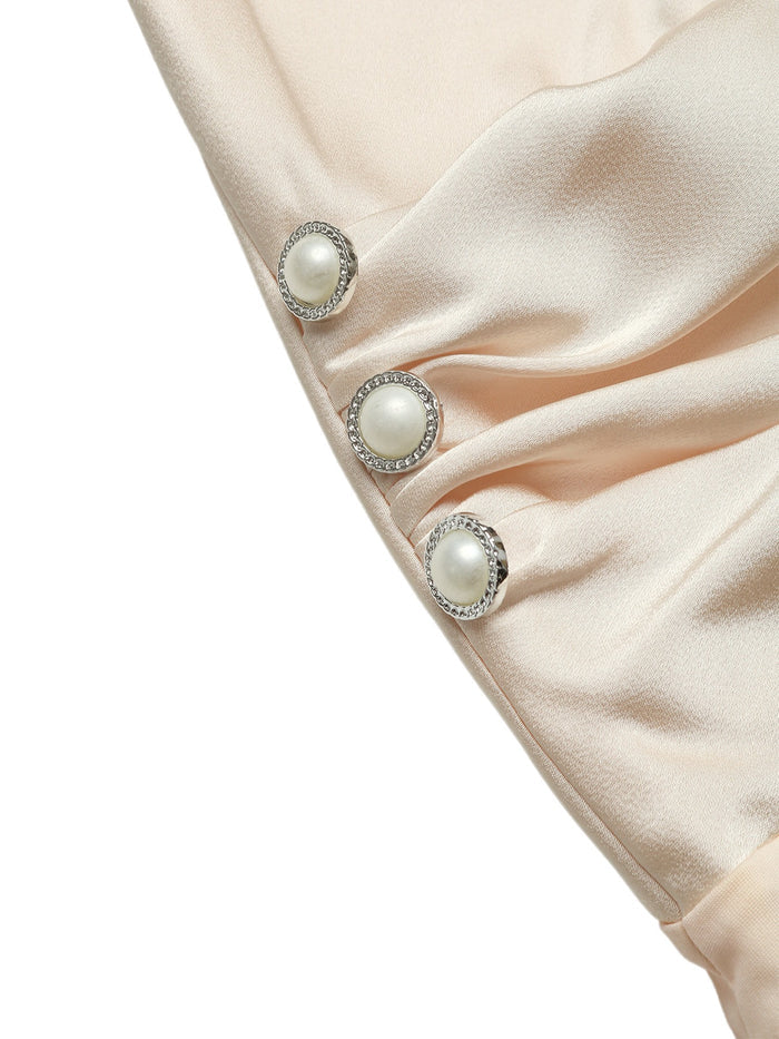 Champagne V-Neck Fitted Bodysuit