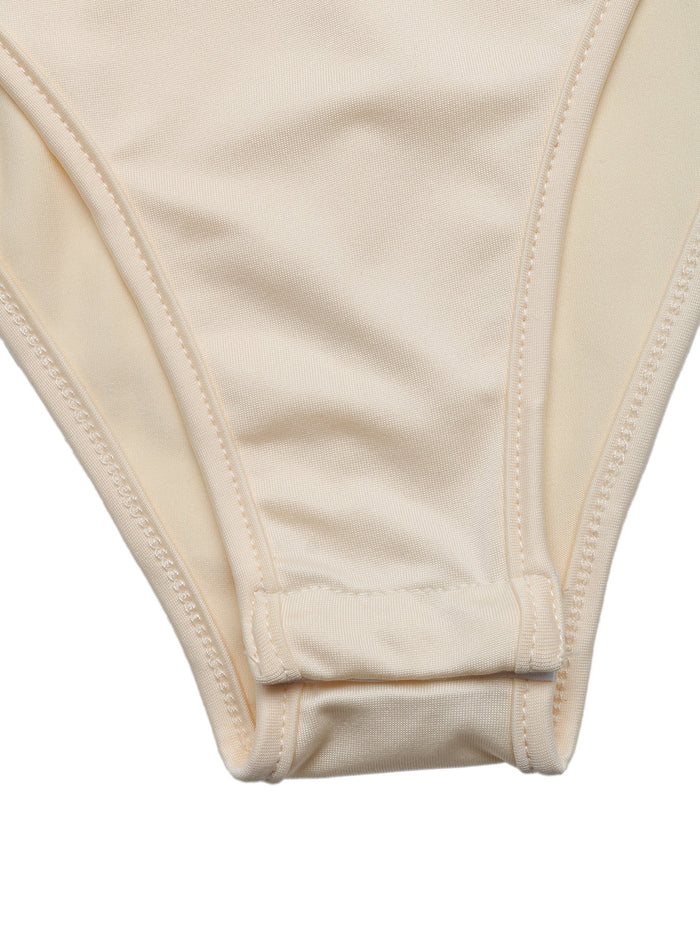 Champagne V-Neck Fitted Bodysuit