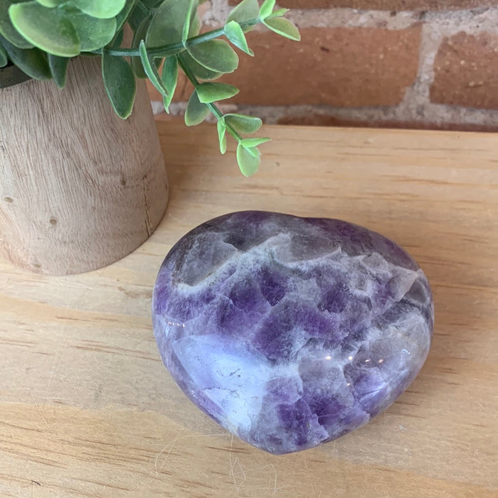 Chevron Amethyst Polished Heart