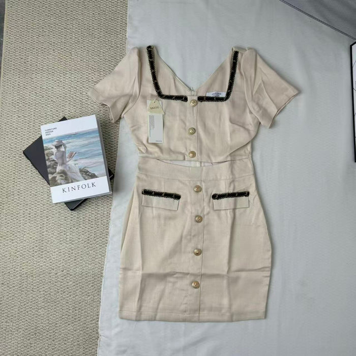 Chic Square-Neck Slim-Fit Dress for Petites